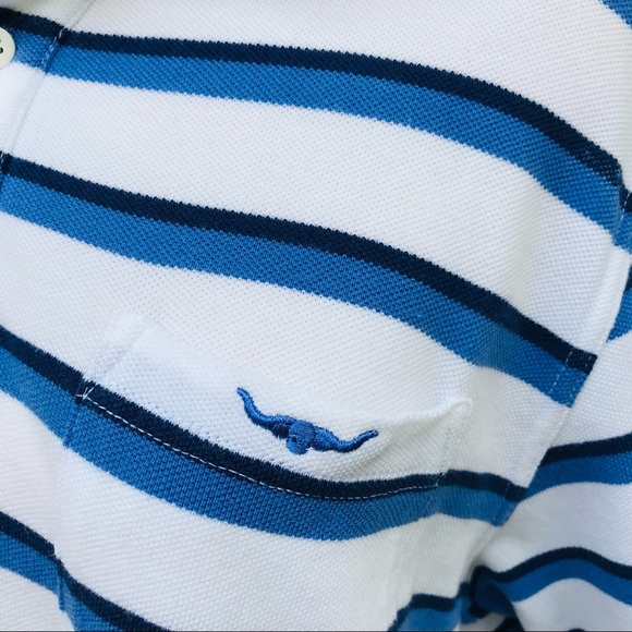 RM Williams Size Large Polo Shirt White Blue Stripe Casual 100% Cotton - Picture 3 of 8